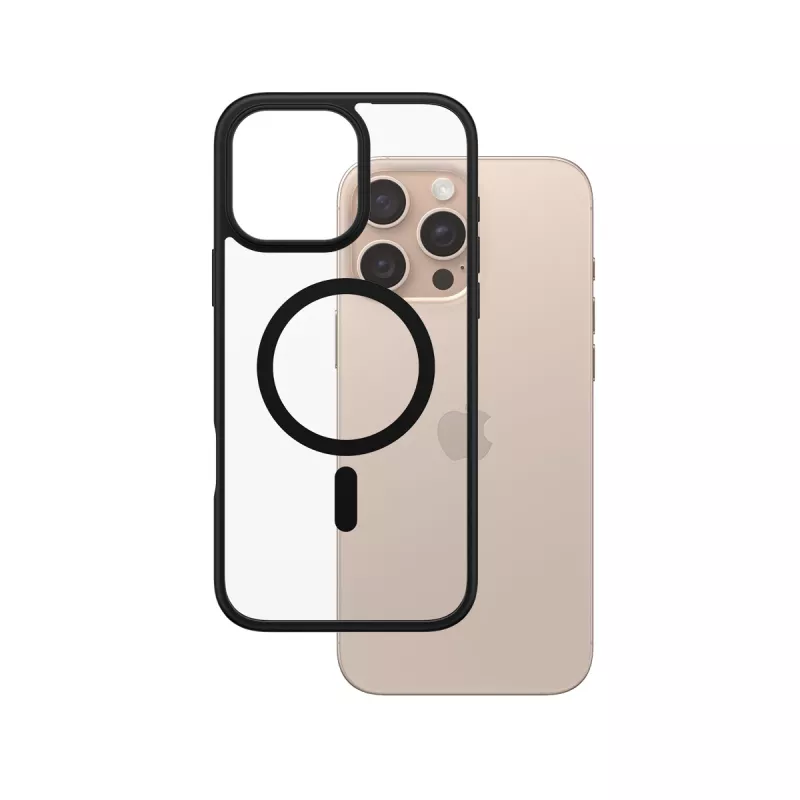 PanzerGlass ® HardCase permatomas su juodu MagSafe rėmeliu iPhone 16 Pro Max