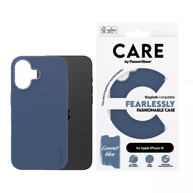 Dėklas PanzerGlass CARE by madingas dėklas Blue w. MagSafe iPhone 16