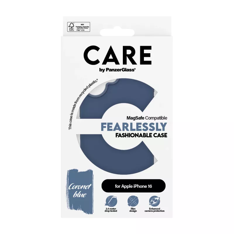Dėklas PanzerGlass CARE by madingas dėklas Blue w. MagSafe iPhone 16