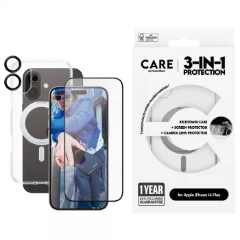 PanzerGlass CARE by ® Feature 3-in-1 Ceramic Bundle iPhone 16 Plus