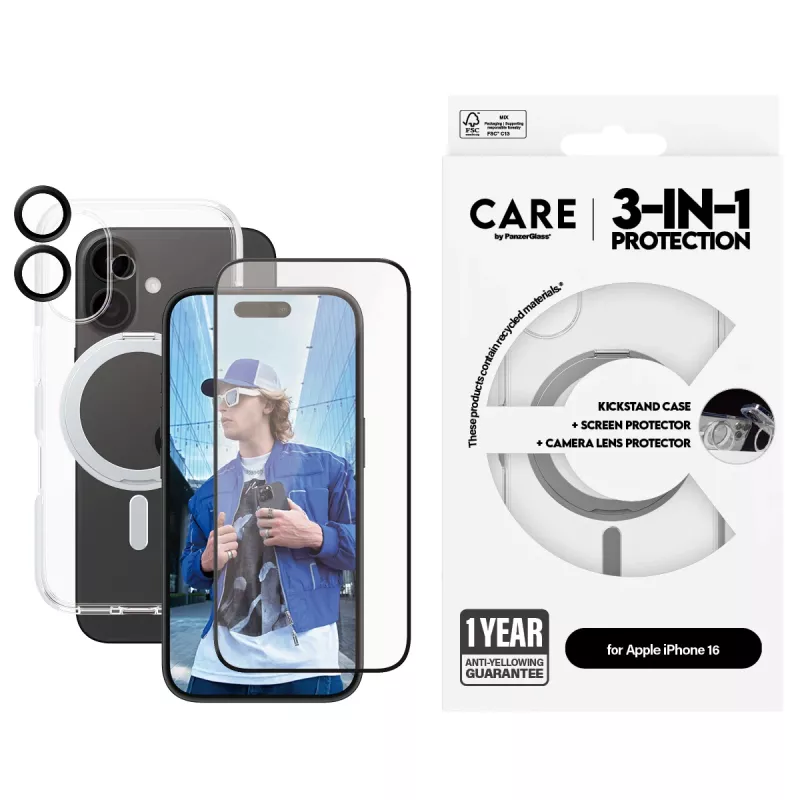 PanzerGlass CARE 3-in-1 keraminis rinkinys iPhone 16