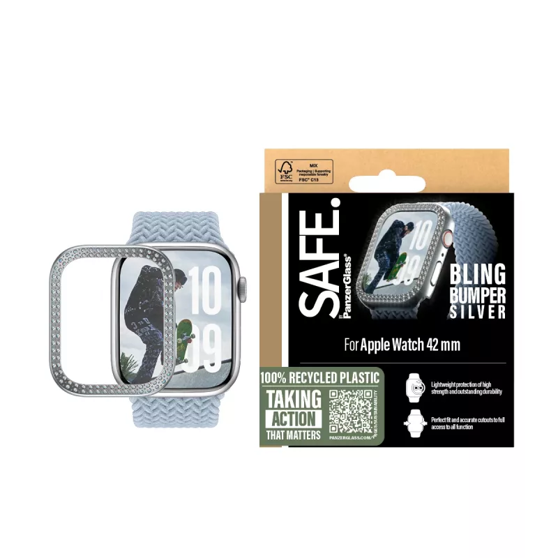 PanzerGlass SAFE. by ® Bling Bumper Sidabrinė Apple Watch Series 11 | 10 | 42mm