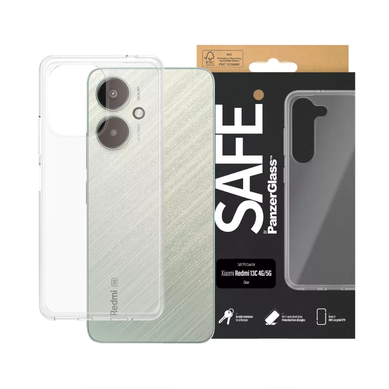 PanzerGlass SAFE. By ® TPU dėklas skaidrus, skirtas Xiaomi Redmi 13C