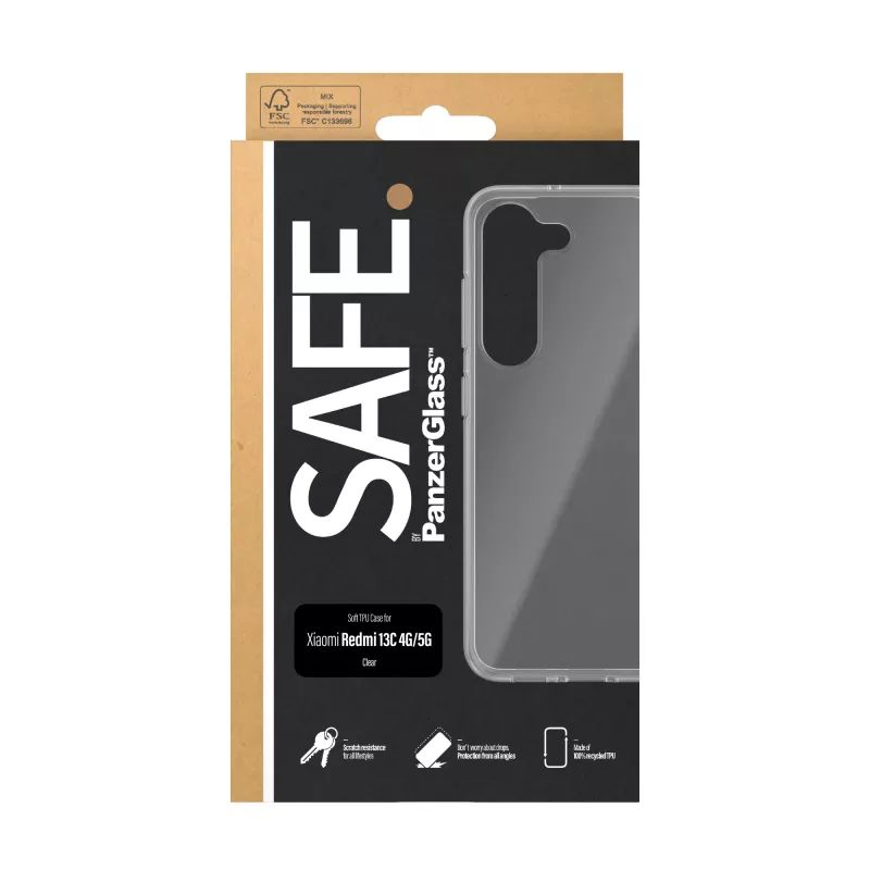 PanzerGlass SAFE. By ® TPU dėklas skaidrus, skirtas Xiaomi Redmi 13C