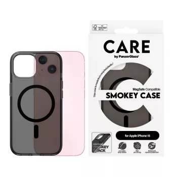 PanzerGlass CARE™ by ® Urban Combat dėklas Smokey su juodu MagSafe skirtas iPhone 15