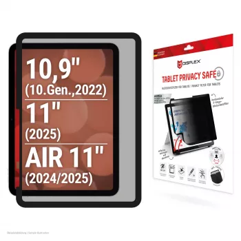 Displex TABLET PRIVACY SAFE nuimamas dvipusis privatumo filtras, skirtas iPad 10,9 colio (10-os kartos) / 11 colių (2025) / Air 11 colių (2024/2025)