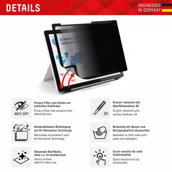 Displex TABLET PRIVACY SAFE nuimamas dvipusis privatumo filtras, skirtas iPad Pro 13 colių/Air 13 colių (2024/2025)