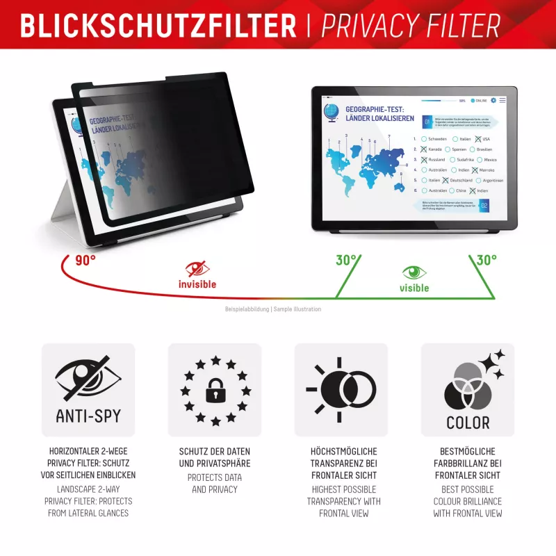 Displex TABLET PRIVACY SAFE nuimamas dvipusis privatumo filtras, skirtas iPad Pro 13 colių/Air 13 colių (2024/2025)