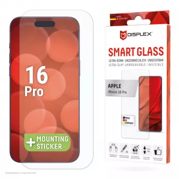 Displex Smart Glass (9H) skirtas Apple iPhone 16 Pro, tvirtinimo lipdukas, nesudūžtantis