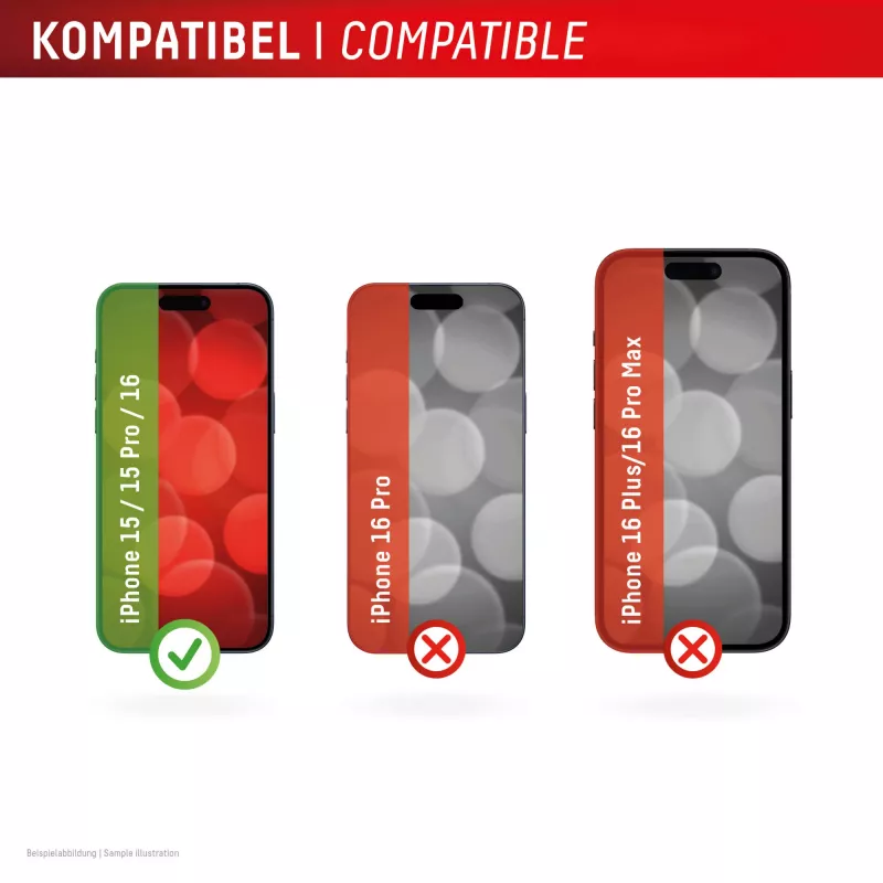 Displex Smart Glass (9H), skirtas Apple iPhone 15/15 Pro/16, tvirtinimo lipdukas, nedūžtamas