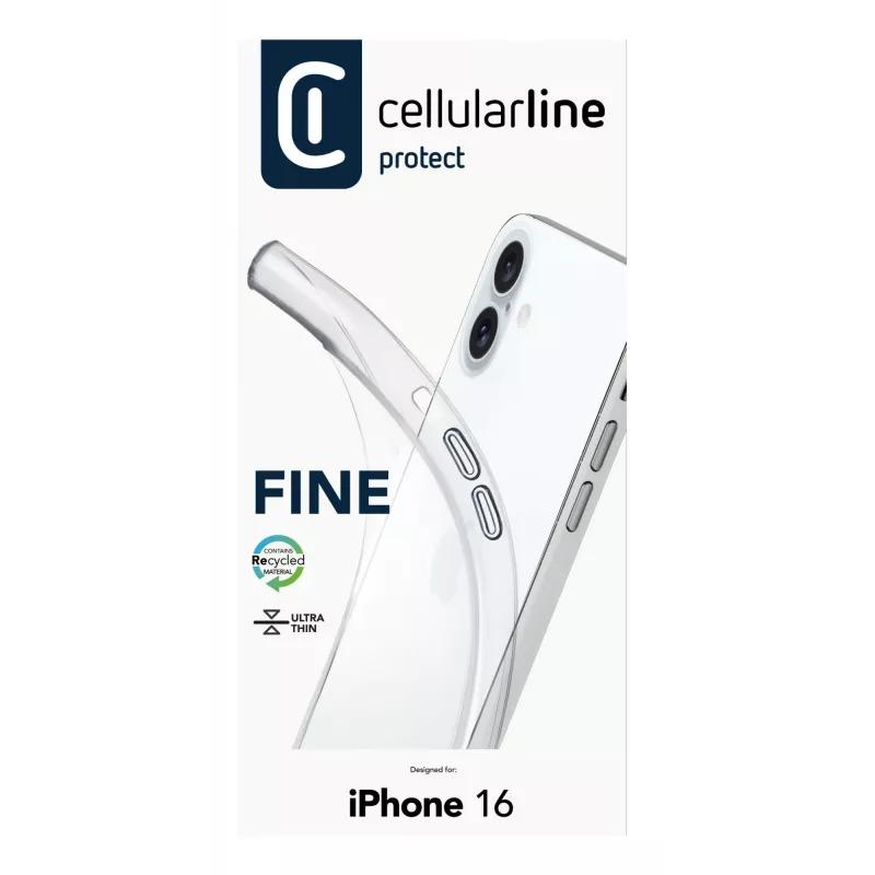 Dėklas Cellularline FINECIPH16T skaidrus, skirtas iPhone 16 15,5 cm