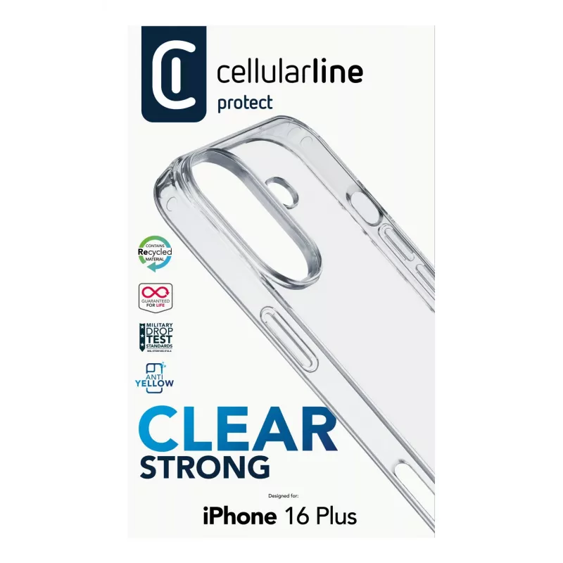 Dėklas Cellularline CLEARDUOIPH16MAXT skirtas iPhone 16 Plus 17 cm permatomas