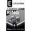 Cellularline kameros objektyvo žiedas - iPhone 16 Pro/16 Pro Max Grūdintas stiklas kameros apsaugai