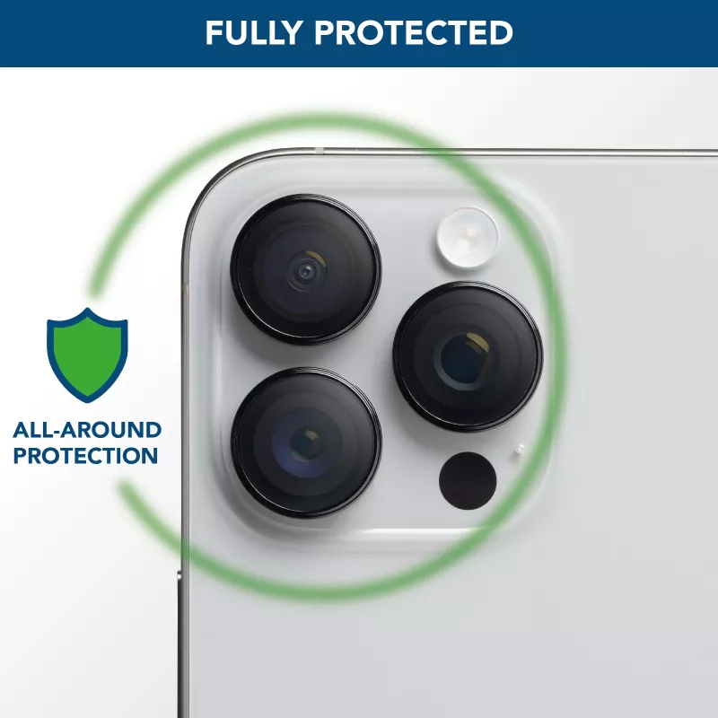 Cellularline kameros objektyvo žiedas - iPhone 16 Pro/16 Pro Max Grūdintas stiklas kameros apsaugai