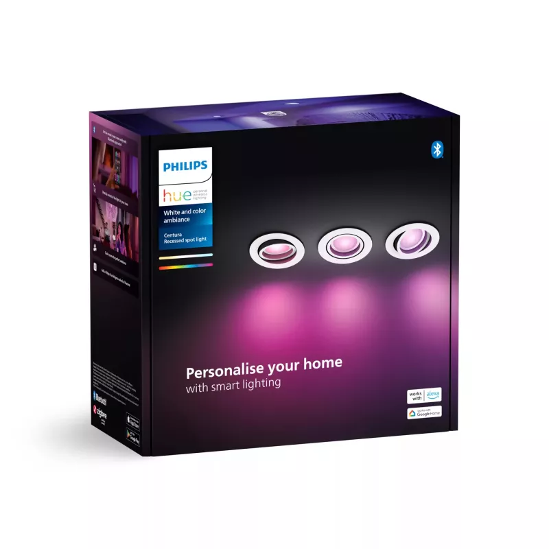 Philips Hue White and colour ambience 3 vnt. paketas Centura įleidžiamas prožektorius
