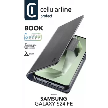 Cellularline Book Galaxy S24 FE knygelinis dėklas su kortelės kišene ir magnetiniu užsegimu