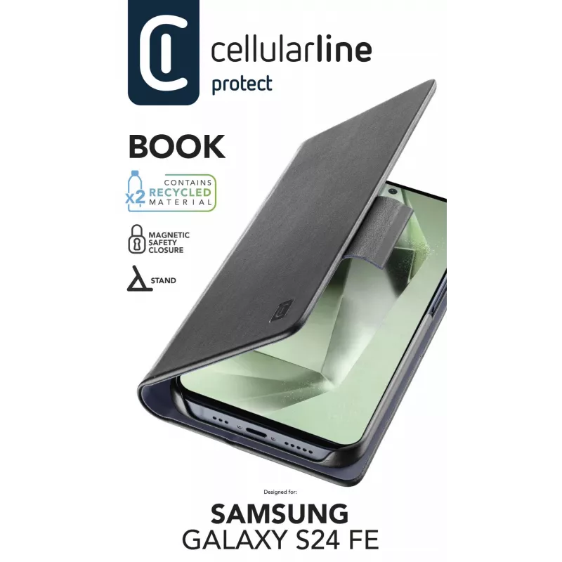 Cellularline Book Galaxy S24 FE knygelinis dėklas su kortelės kišene ir magnetiniu užsegimu