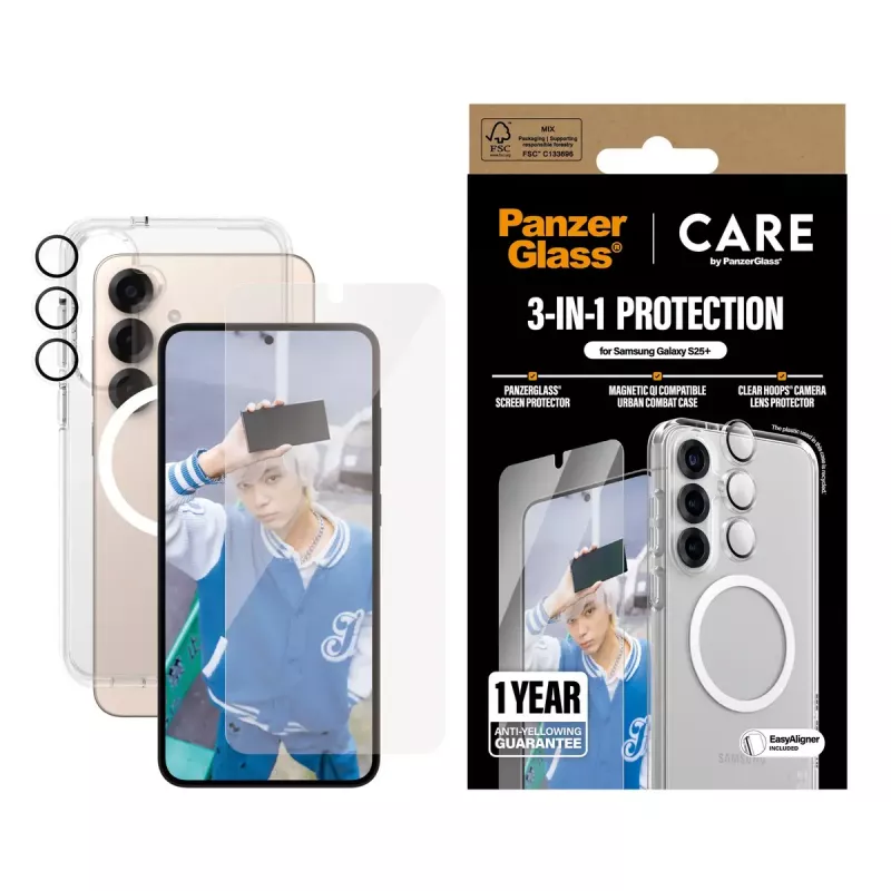 PanzerGlass ® | CARE by ® Flagship 3-in-1 rinkinys Samsung Galaxy S25+