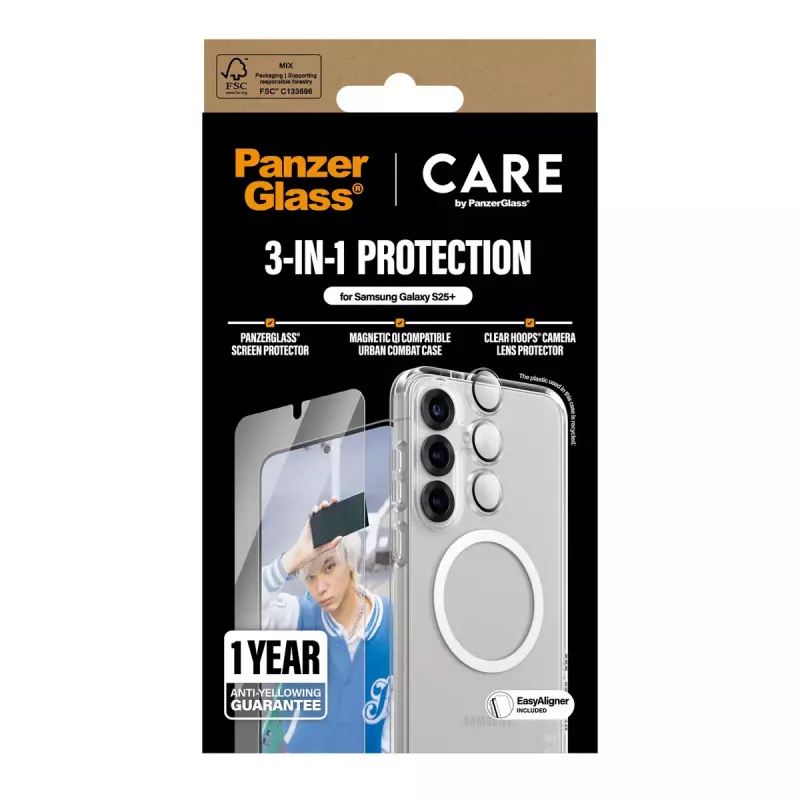 PanzerGlass ® | CARE by ® Flagship 3-in-1 rinkinys Samsung Galaxy S25+