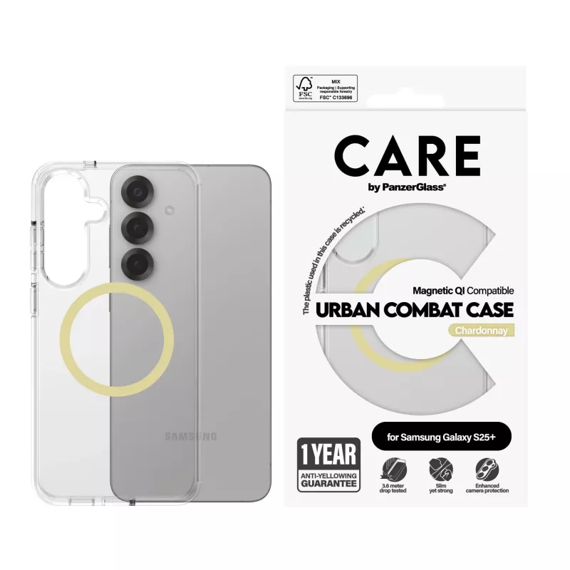 PanzerGlass CARE Urban Combat skaidrus dėklas Chardonnay Qi Samsung Galaxy S25+