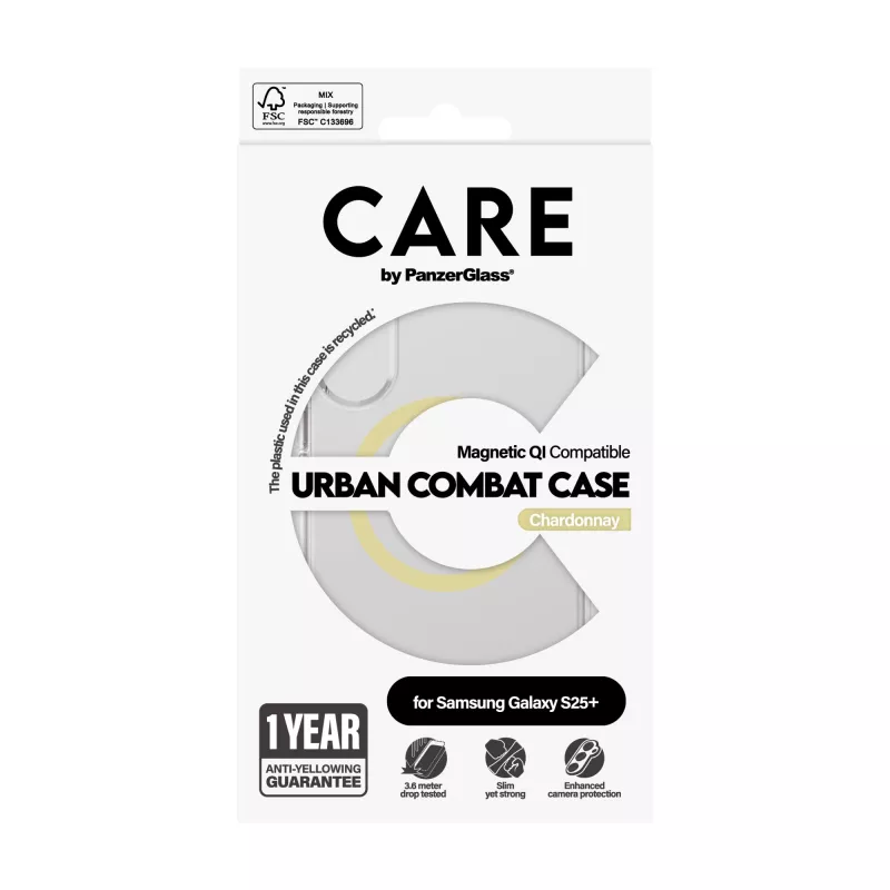 PanzerGlass CARE Urban Combat skaidrus dėklas Chardonnay Qi Samsung Galaxy S25+