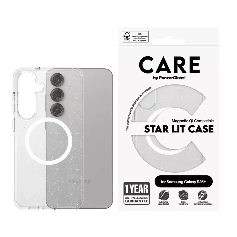 PanzerGlass CARE™ by ® Urban Combat Case Star Lit w. White Qi Suderinamas Samsung Galaxy S25+