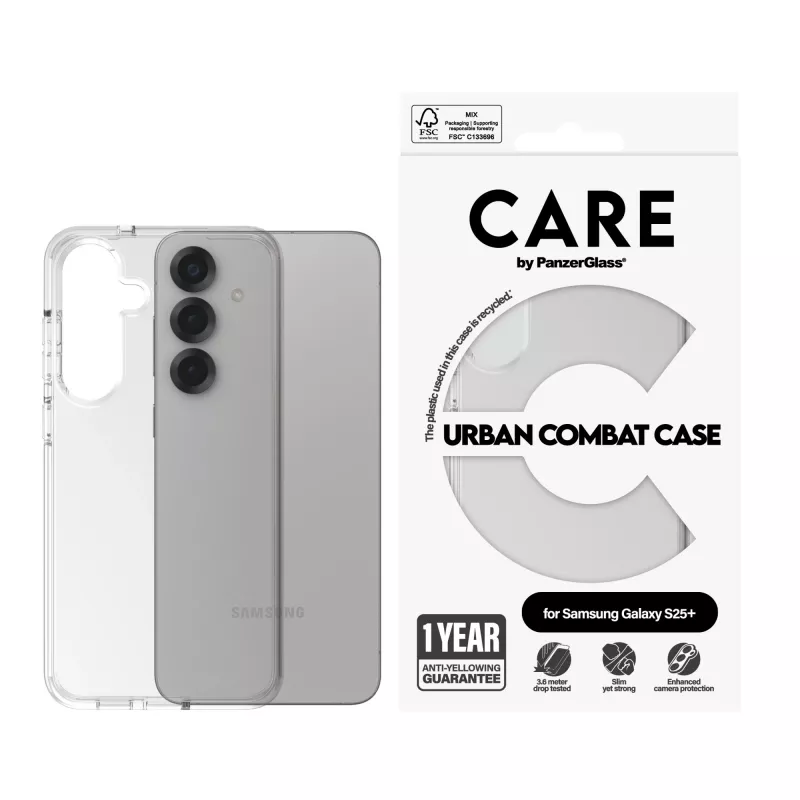 PanzerGlass CARE™ by ® Urban Combat dėklas permatomas Samsung Galaxy S25+