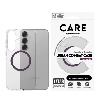 PanzerGlass CARE Urban Combat skaidrus dėklas Plum Purple Qi Samsung Galaxy S25+