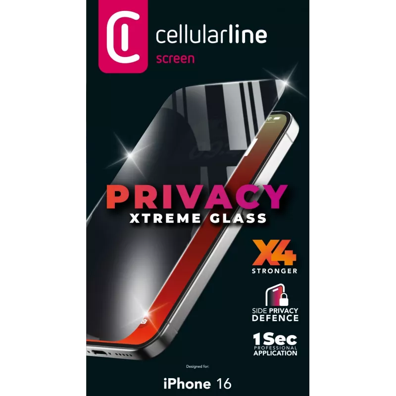 Ekrano apsauga Cellularline XTRSPYGLASIPH16, skirta iPhone 16