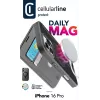 Cellularline Daily Mag - „iPhone 16 Pro“ knygelės tipo dėklas su pusiau permatoma kieta nugėle, suderinamas su „MagSafe®“ ekosistema
