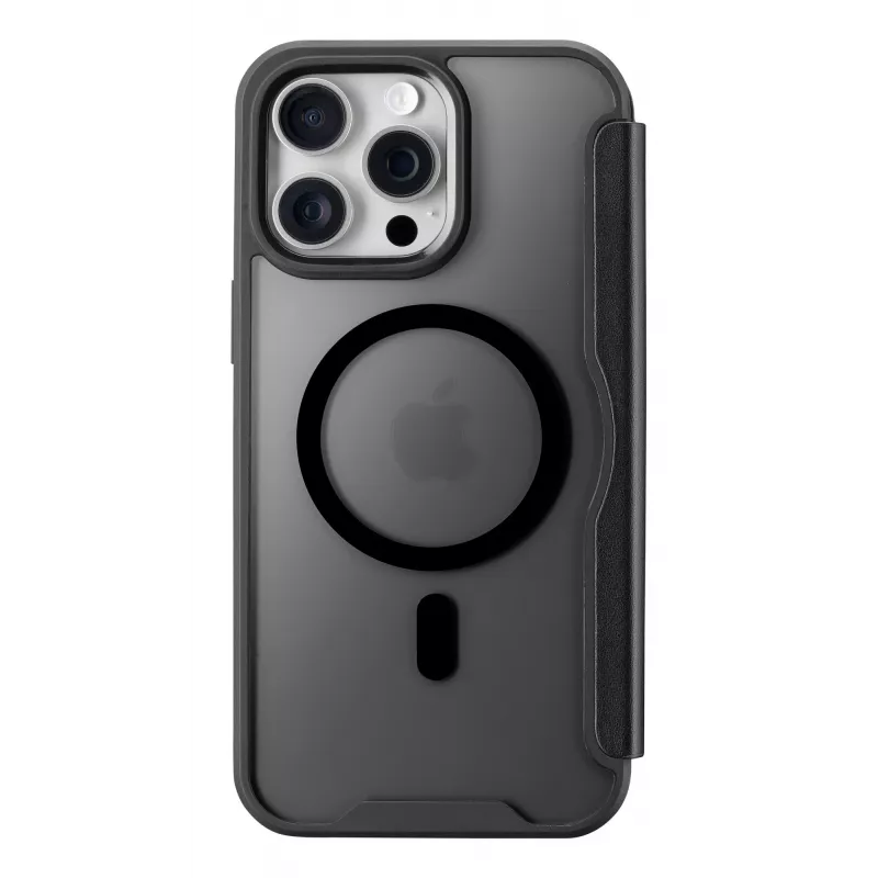 Cellularline Daily Mag - „iPhone 16 Pro“ knygelės tipo dėklas su pusiau permatoma kieta nugėle, suderinamas su „MagSafe®“ ekosistema