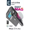 Cellularline Daily Mag - iPhone 16 Pro Max knygelės tipo dėklas su pusiau permatoma kieta nugarėle, suderinamas su MagSafe® ekosistema