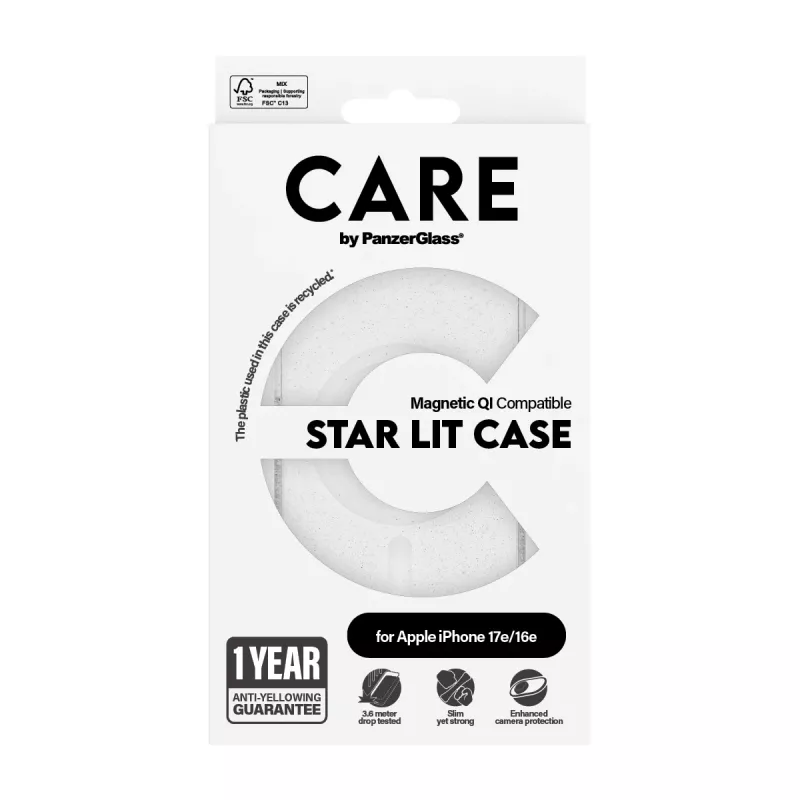 Cover PanzerGlass CARE by ® Flagship Case Urban Combat Star Lit White Qi Suderinama iPhone 16e