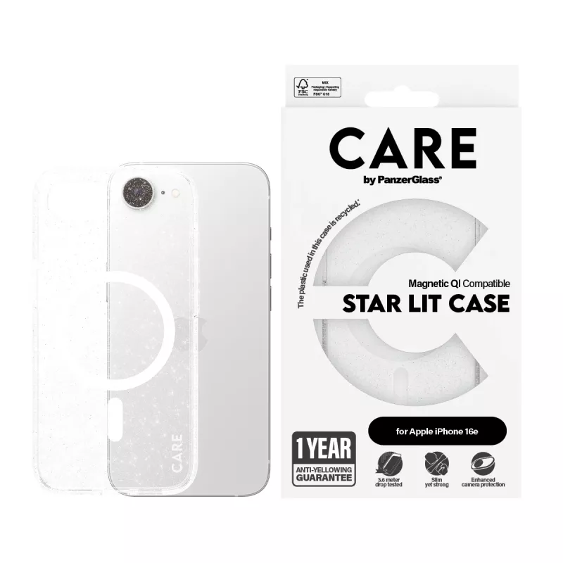 Cover PanzerGlass CARE by ® Flagship Case Urban Combat Star Lit White Qi Suderinama iPhone 16e
