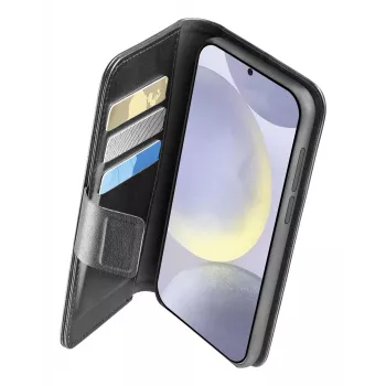 Dėklas-knygelė Cellularline Galaxy S25 16,1 cm juodas su 3 kortelių kišenėmis