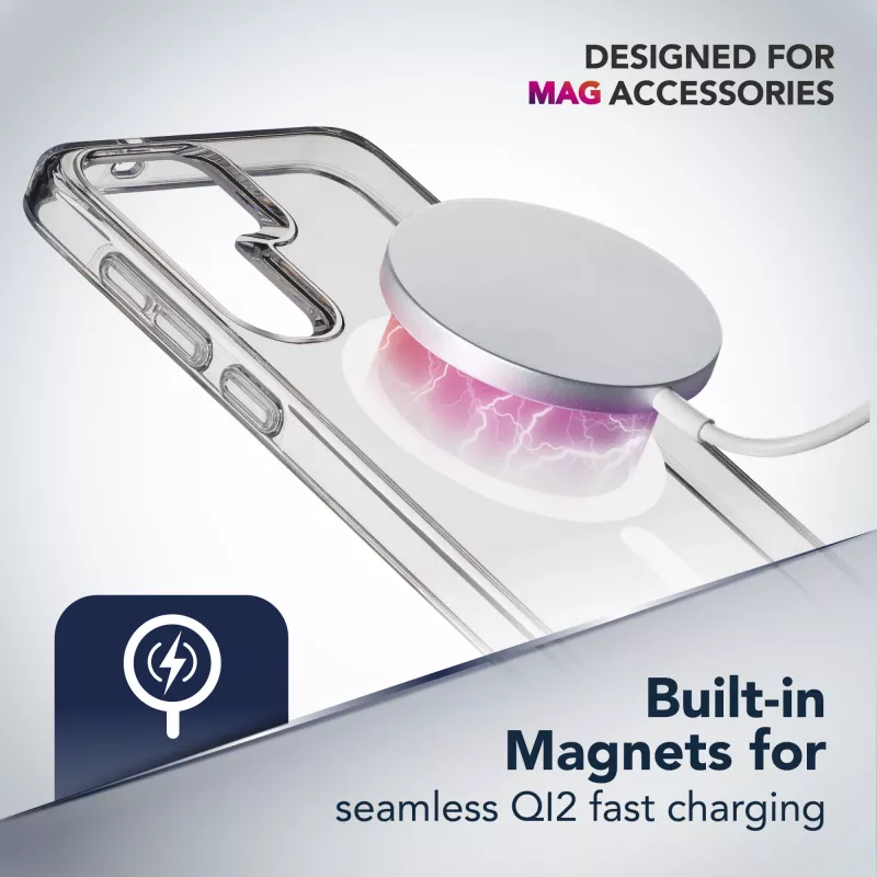 Cellularline Gloss Mag - Galaxy S25 magnetinis dėklas, skirtas įkrovimui ir prisegimui prie MagSafe įkroviklio