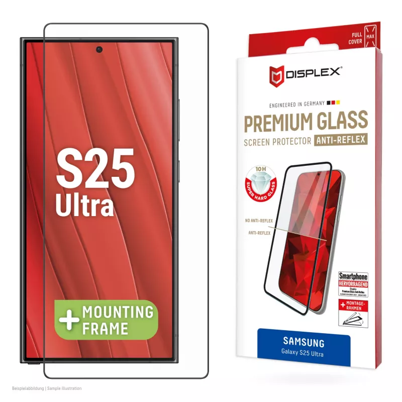 Displex Premium Screen Protector (Full Cover, 10H), skirtas Samsung Galaxy S25 Ultra, Eco montavimo rėmelis, pilna danga