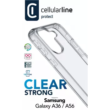 “Cellularline Clear Protect” - “Galaxy A36/A56” standus dėklas su guminiais kraštais