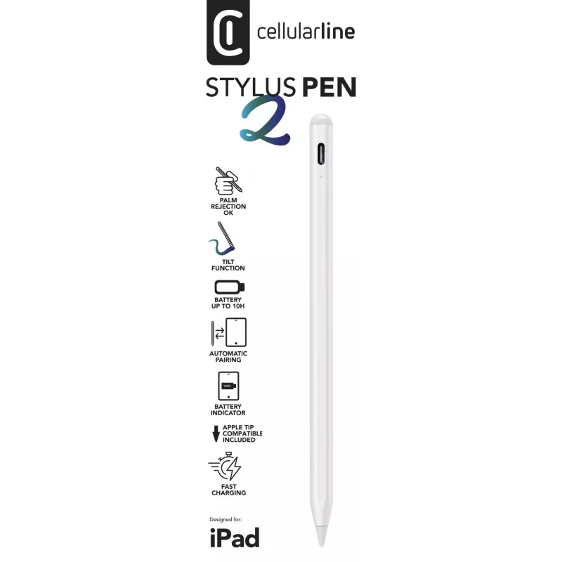 Stylus Pen Cellularline STYLUSPEN2IPAD Pilka 80 g Planšetinis kompiuteris Apple