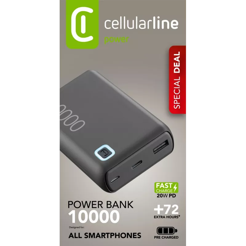 Cellularline ESSENCE TURBO 10000 Nešiojamasis įkroviklis 10000 mAh Power Delivery 20 W