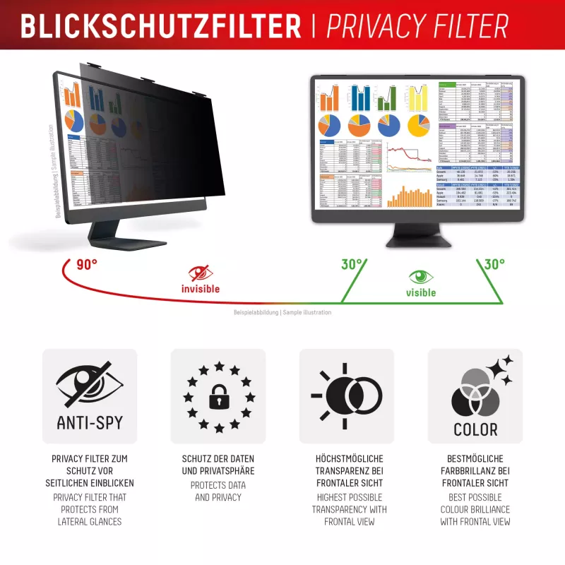 Displex PRIVACY SAFE nuimamas 2 krypčių privatumo filtras stacionariam monitoriui 27 col. (16:10)