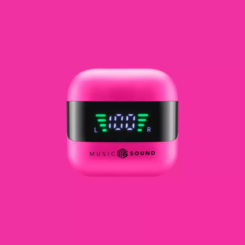 Music Sound SPARK ausinės su LED ekranu, True Wireless Stereo (TWS), skambučiams/muzikai, 66 g, ausinės, rožinės