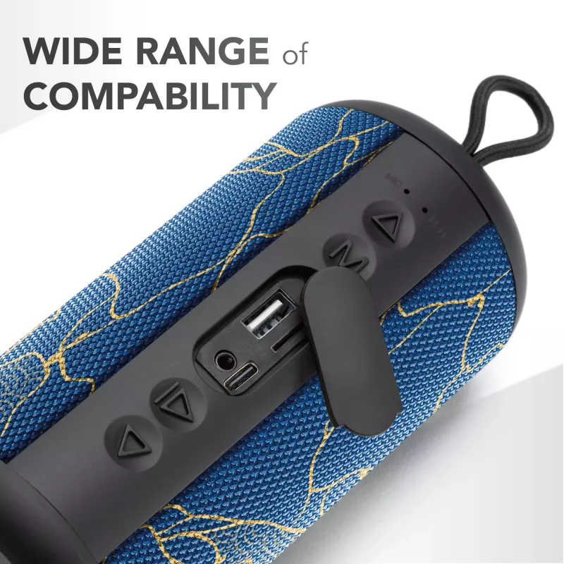 Muzikos garsas vertikalus Bluetooth garsiakalbis 5WATT, 5 W, belaidis, 0,15 m, nešiojamas mono garsiakalbis, mėlynas, cilindro formos