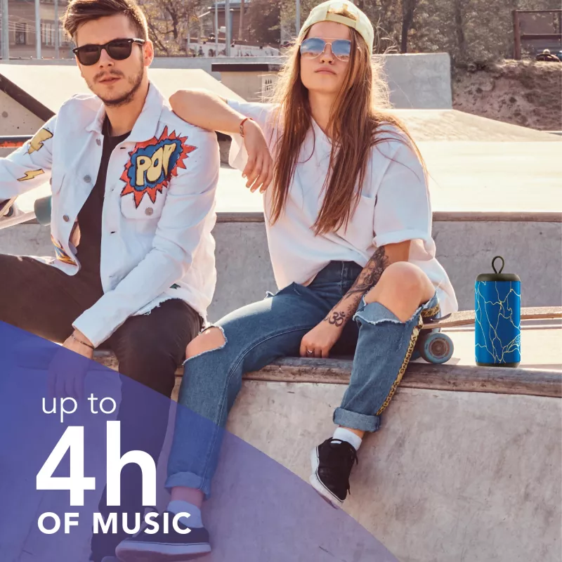 Muzikos garsas vertikalus Bluetooth garsiakalbis 5WATT, 5 W, belaidis, 0,15 m, nešiojamas mono garsiakalbis, mėlynas, cilindro formos
