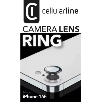 Ekrano ir fotoaparato lęšio apsauginė plėvelė Cellularline CAMERARINGIPHSE4, skirta iPhone SE 2025, atspari įbrėžimams, skaidri