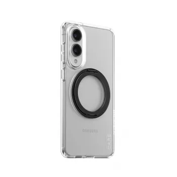 PanzerGlass CARE skaidrus dėklas su juodu stovu ir Qi Samsung Galaxy S25 Edge