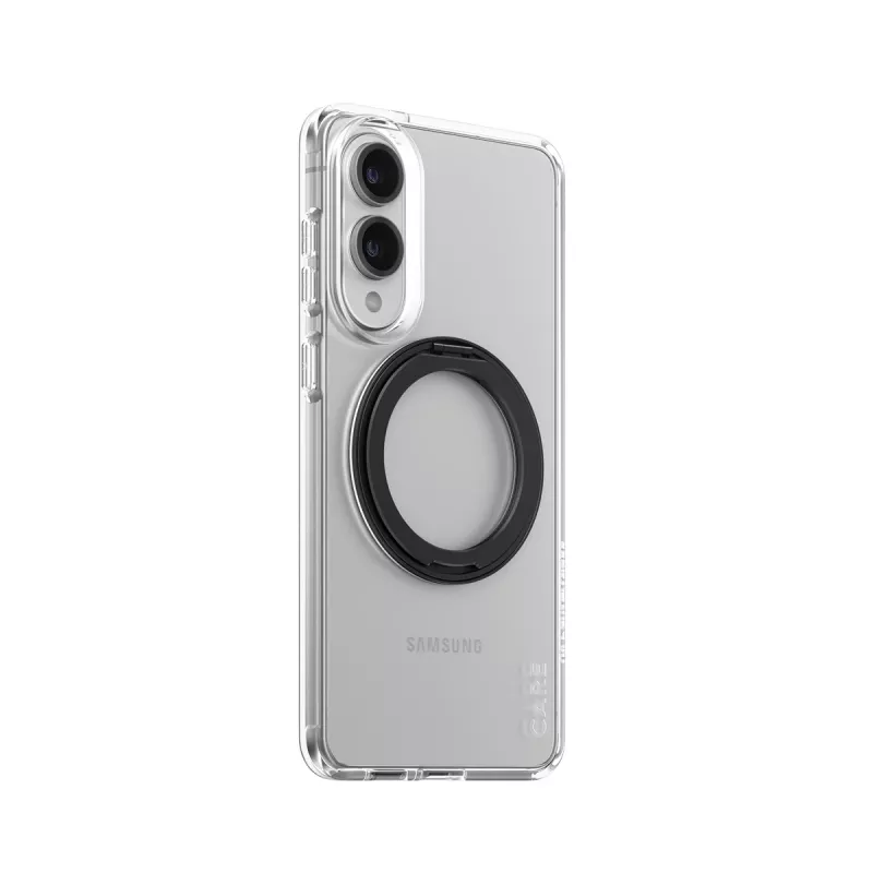 PanzerGlass CARE skaidrus dėklas su juodu stovu ir Qi Samsung Galaxy S25 Edge
