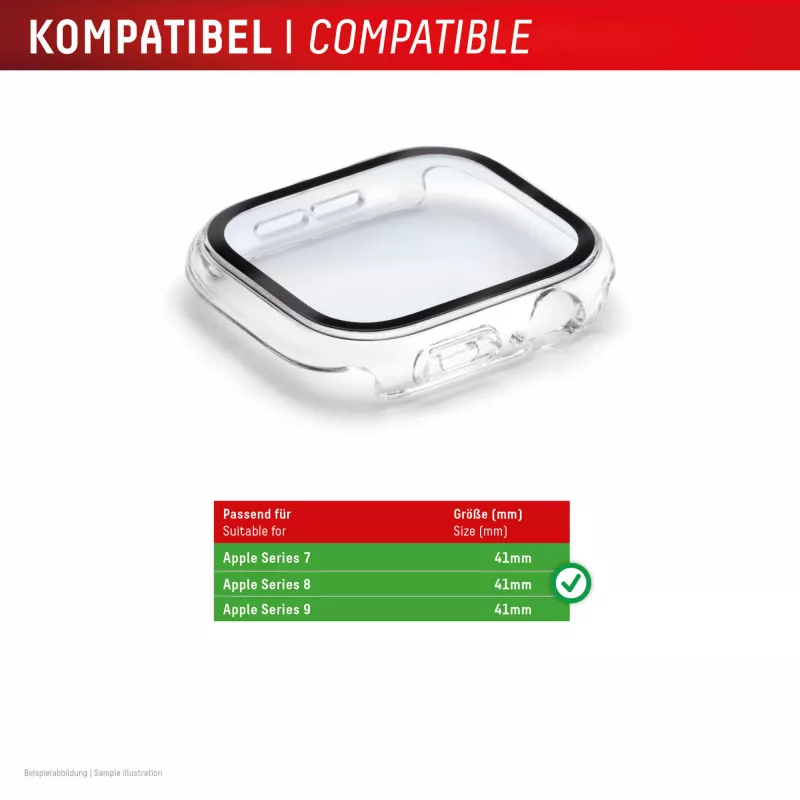 “Displex” 10H grūdintas stiklas, skirtas “Apple Watch 9/8/7” (41 mm), viso korpuso dėklas, IP68, užsegamas, permatomas