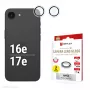 Displex Premium kameros objektyvo stiklas, iPhone 16e/17e, 2 vnt., 10H, pavieniai žiedai, DLC, skaidrus, greitas montavimas