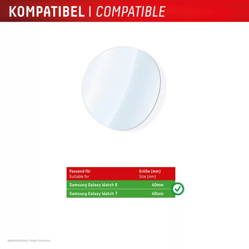 Displex 9H Glass Galaxy Watch 7/6 (40mm), 2-Pack, Ultra-Thin, Borderless, Anti-Smudge, Pagaminta Vokietijoje